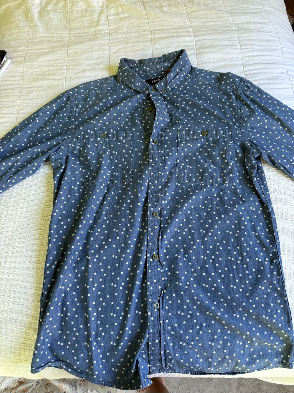 Sanctuary Blue Shirt with White Polka Dots